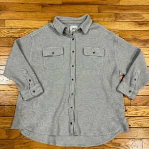 Aerie Gray Waffle Knit Button Down Shacket - Women’s Medium